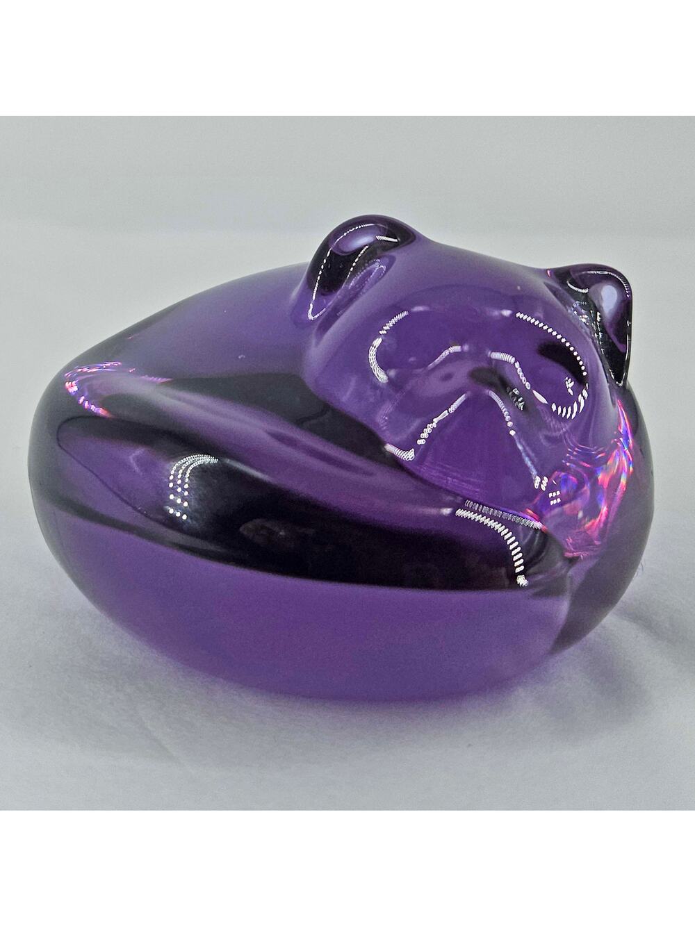 GW Germany Crystal Glass Amethyst Sleeping Cat Kitten paperweight